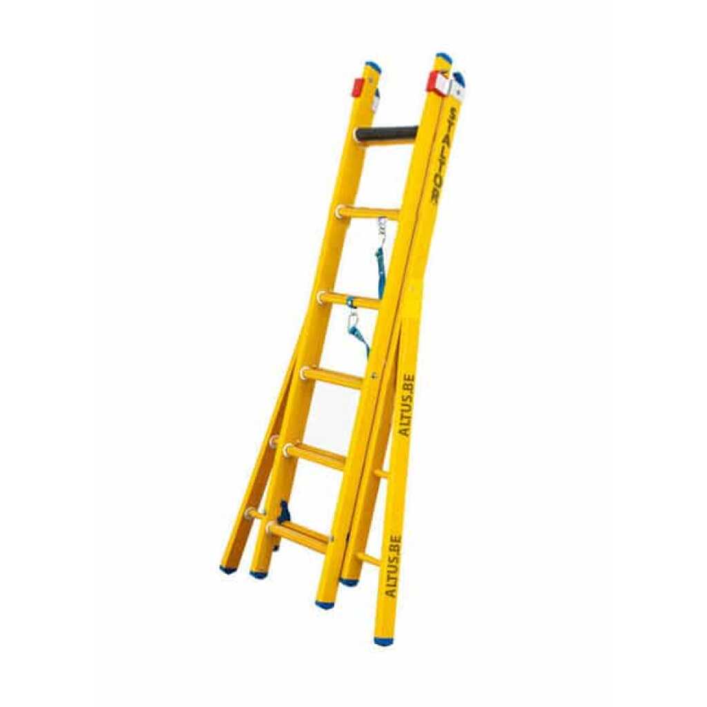 2-delige glasvezel omvormladder 2x6 sporten met verbrede basis opengaande bomen