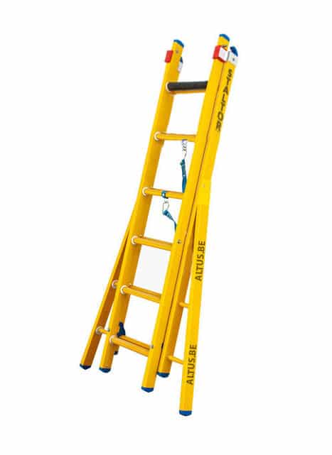 2-delige glasvezel omvormladder 2x6 sporten met verbrede basis opengaande bomen