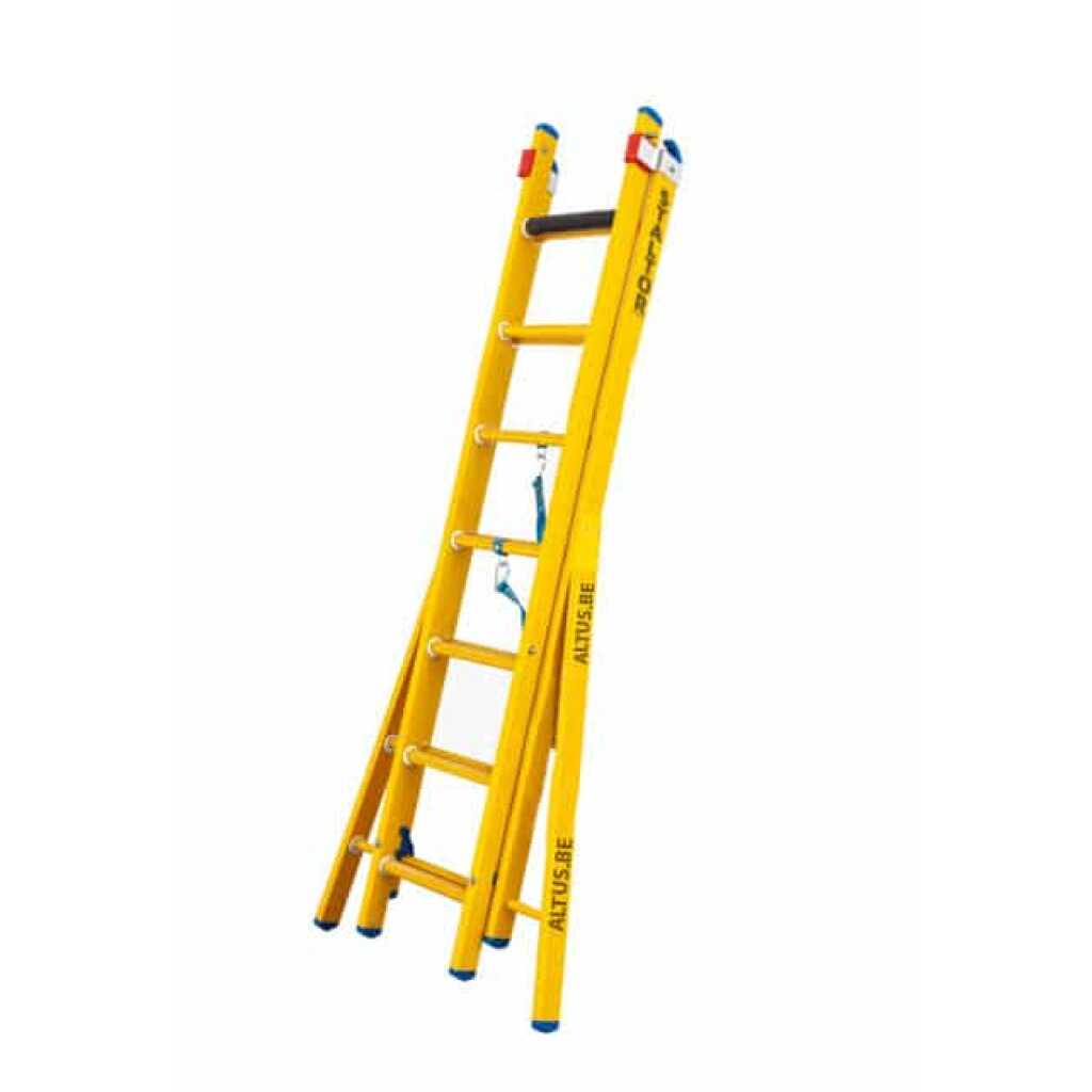 2-delige glasvezel omvormladder 2x7 sporten met verbrede basis opengaande bomen