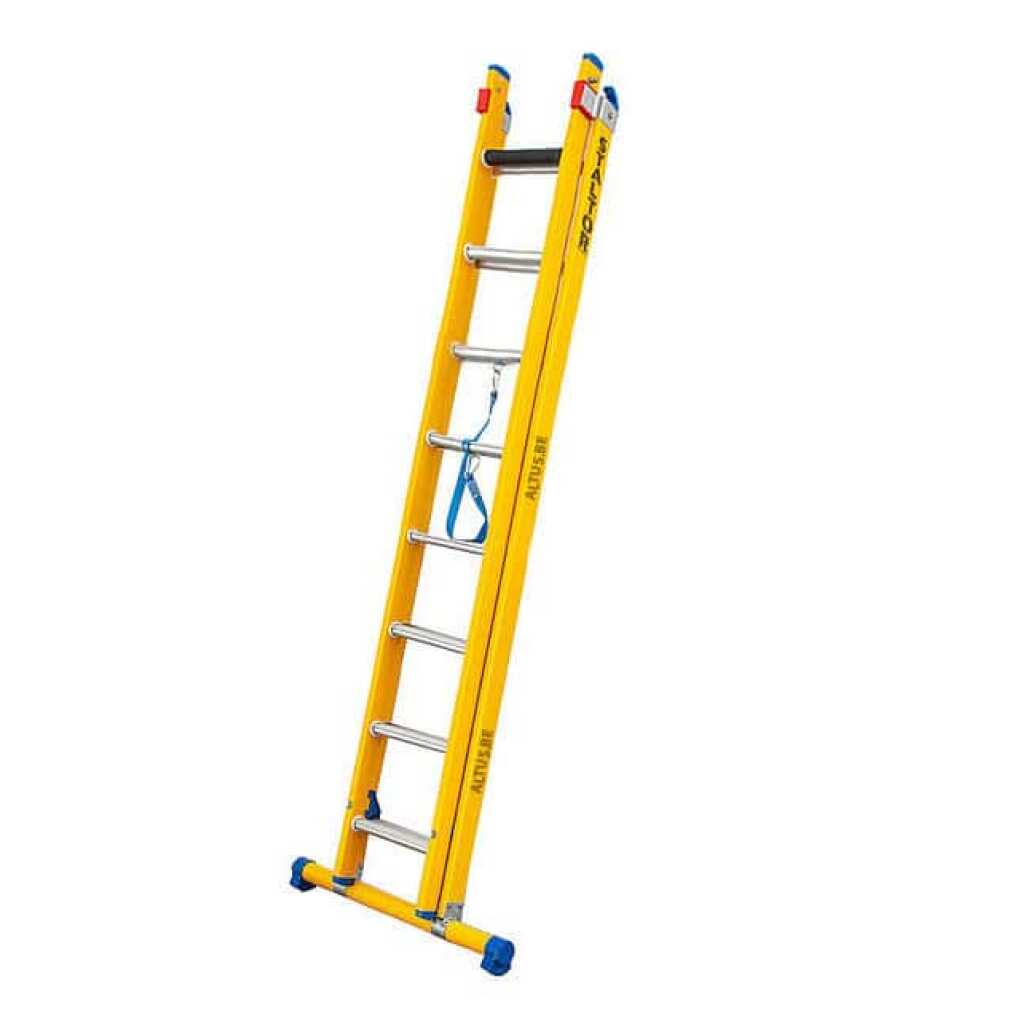 2-delige glasvezel omvormladder 2x8 alu sporten met stabilisatiebalk