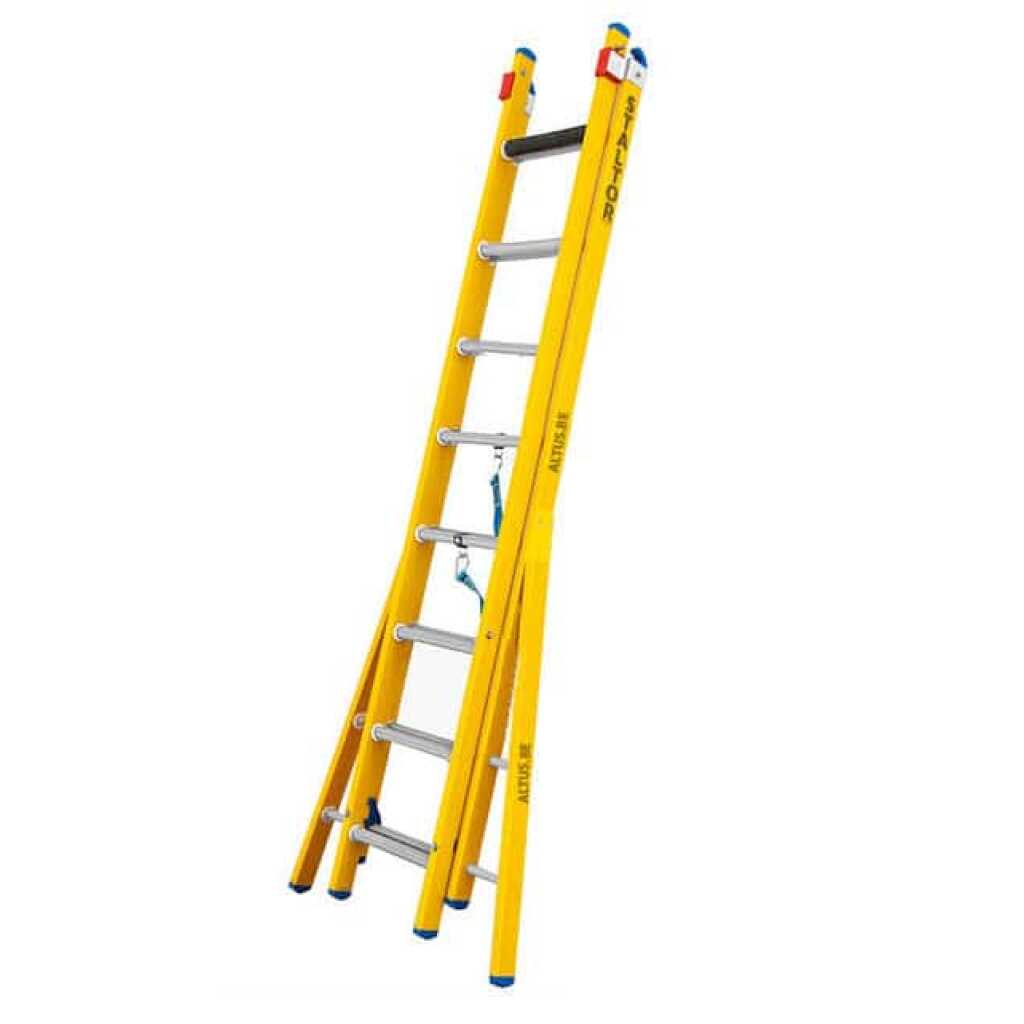 2-delige glasvezel omvormladder 2x8 alu sporten met verbrede basis opengaande bomen