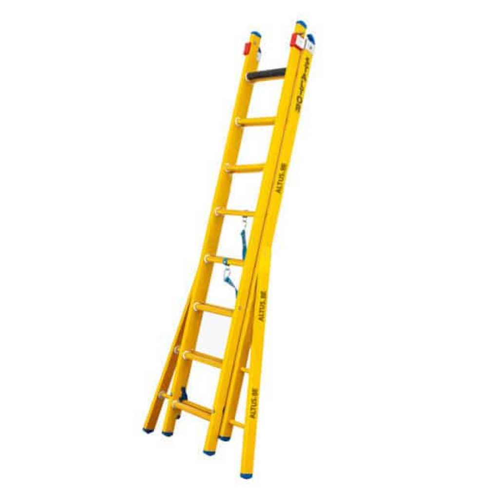 2-delige glasvezel omvormladder 2x8 sporten met verbrede basis opengaande bomen