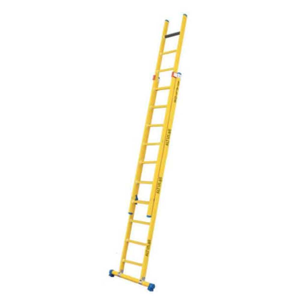 2-delige glasvezel opsteekladder 2x10 sporten met stabilisatiebalk