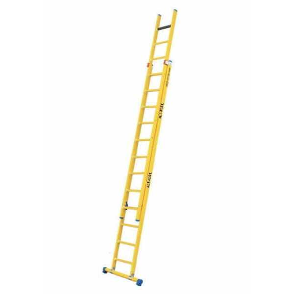 2-delige glasvezel opsteekladder 2x12 sporten met stabilisatiebalk