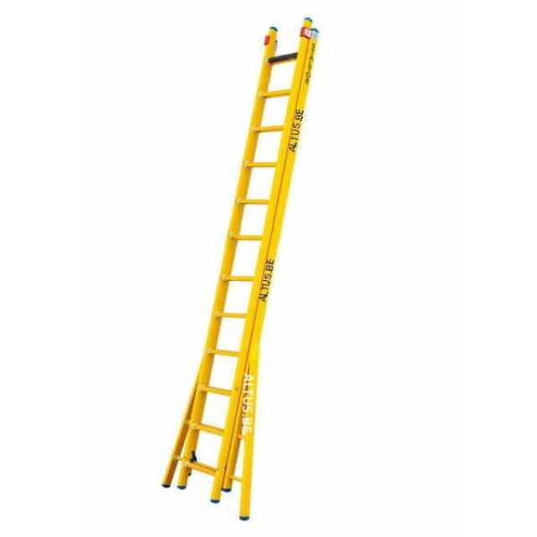 2-delige glasvezel opsteekladder 2x12 sporten met verbrede basis opengaande bomen
