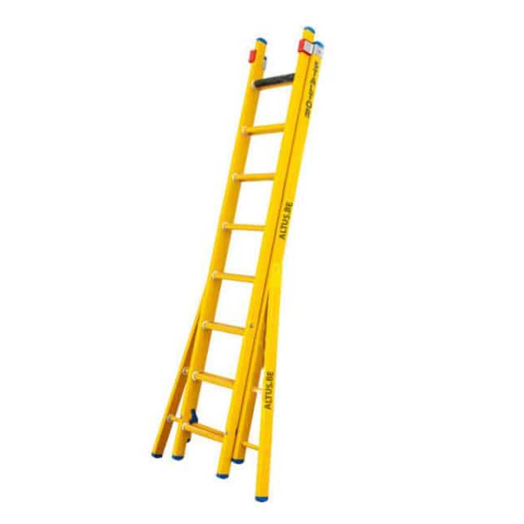 2-delige glasvezel opsteekladder 2x8 sporten met verbrede basis opengaande bomen