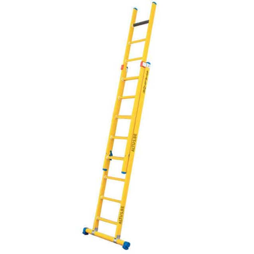 2-delige glasvezel opsteekladder 2x9 sporten met stabilisatiebalk