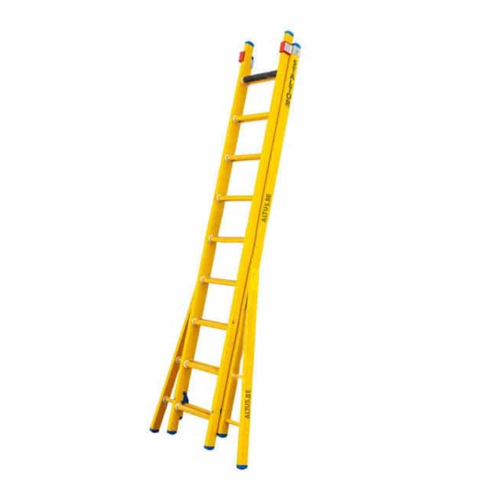 2-delige glasvezel opsteekladder 2x9 sporten met verbrede basis opengaande bomen