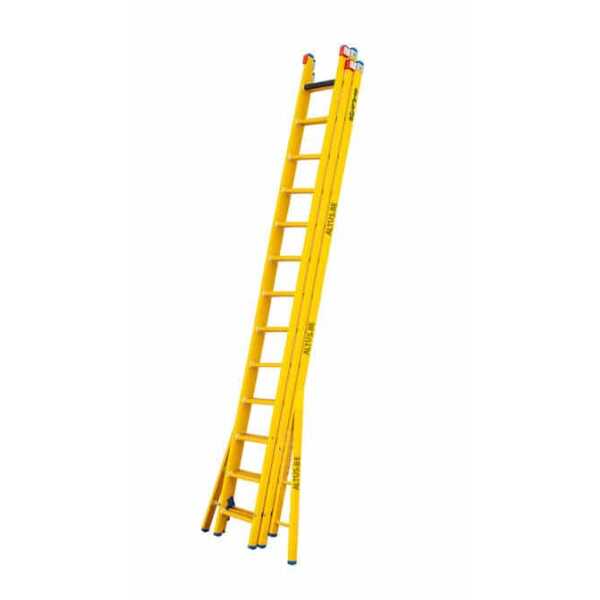 Staltor 3-delige glasvezel opsteekladder 3x13 sporten met verbrede basis opengaande bomen - 8.00m