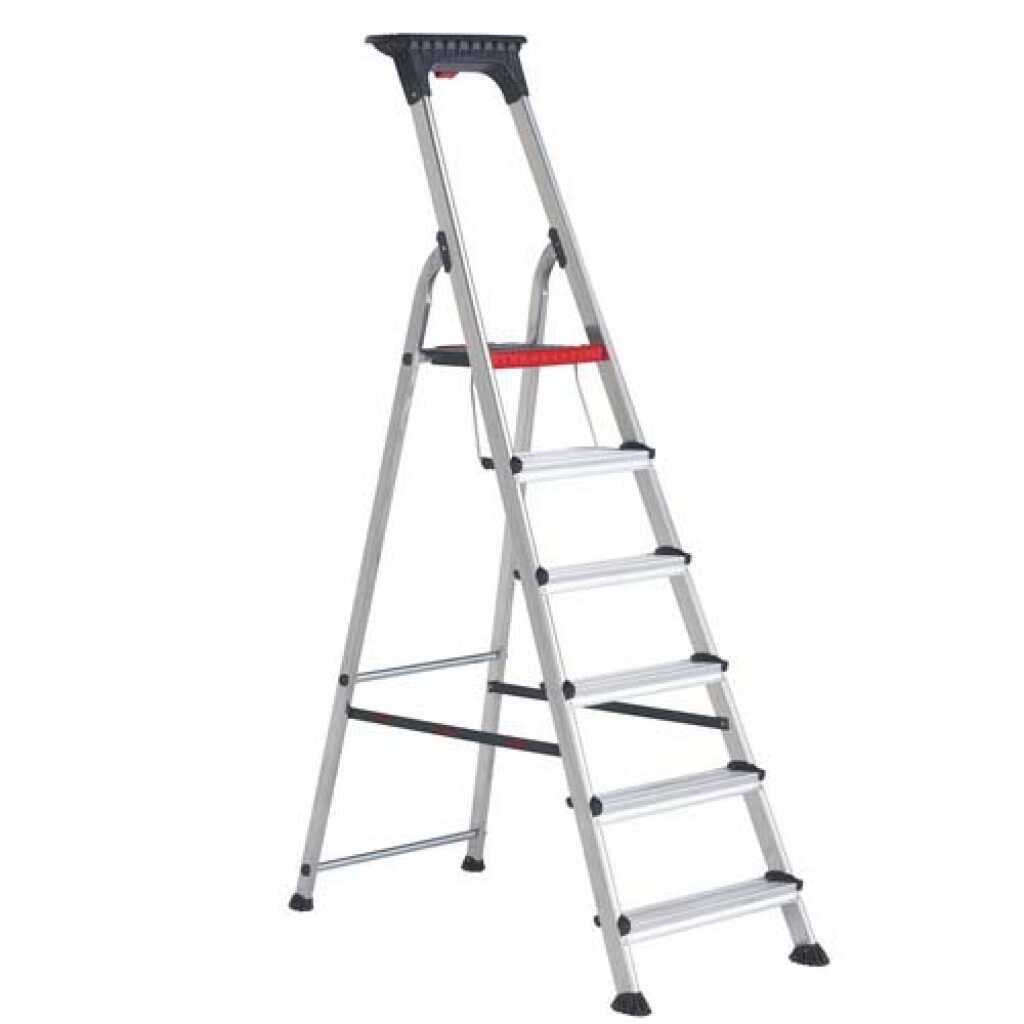Altrex Double Decker 6 treden huishoudtrap met antislip bordes en aluminium frame