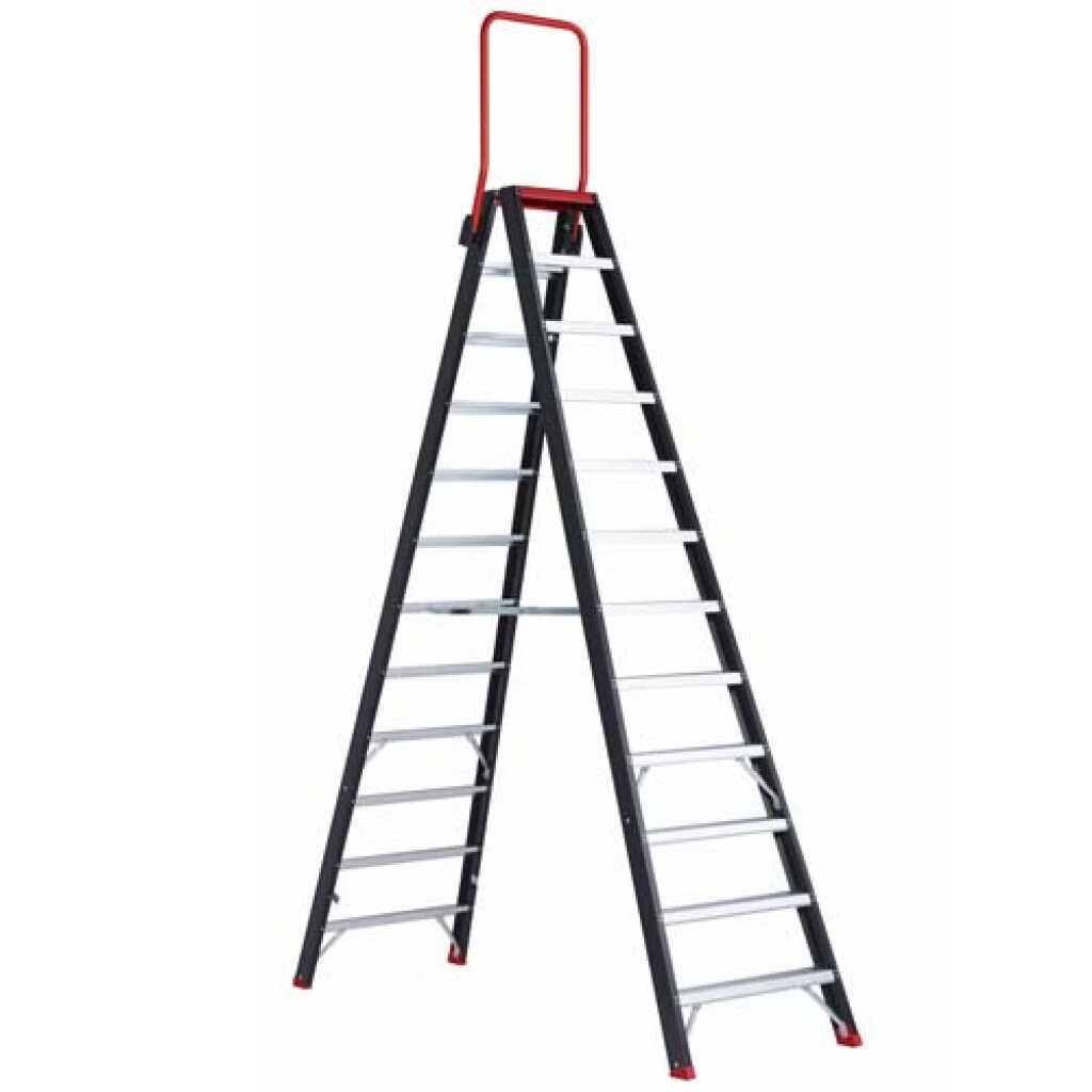 Altrex Dubbele trapladder Taurus 2×12 treden met inklapbare steunbeugel
