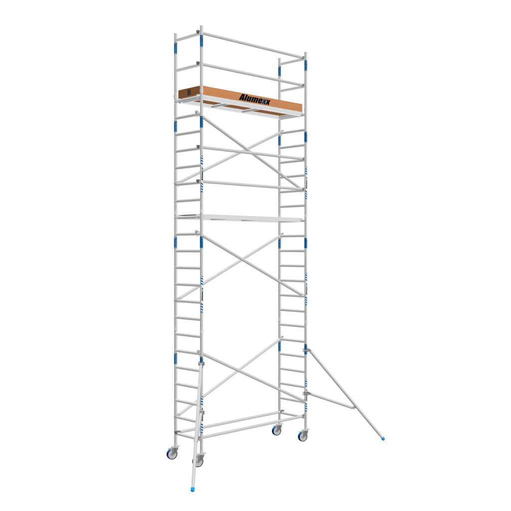 ALX rolsteiger aluminium met houten platform en stabilisatoren
