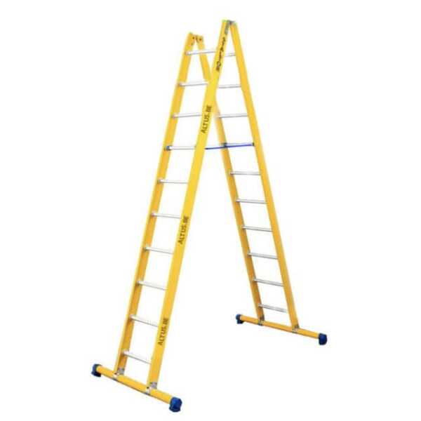 2-delige glasvezel scharnierladder 2x10 alu sporten