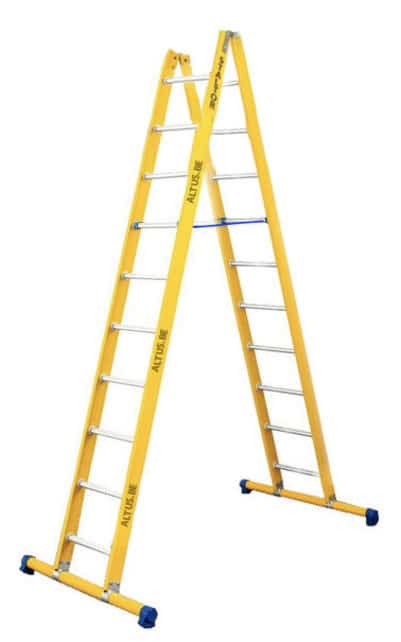 2-delige glasvezel scharnierladder 2x10 alu sporten