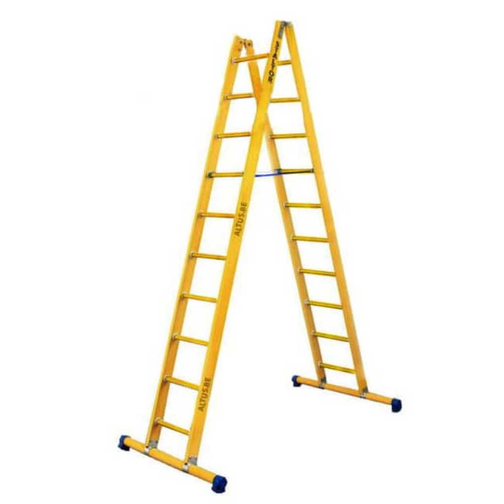 2-delige glasvezel scharnierladder 2x10 sporten met stabilisatiebalk