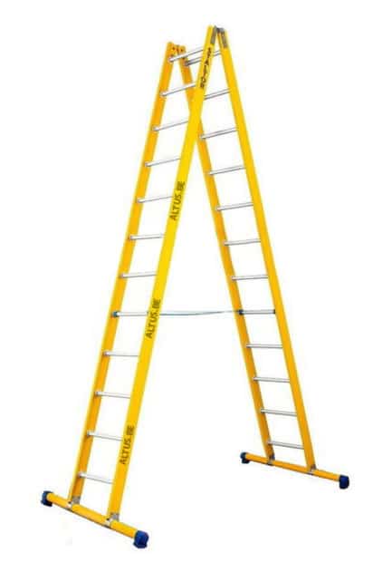 2-delige glasvezel scharnierladder 2x12 alu sporten