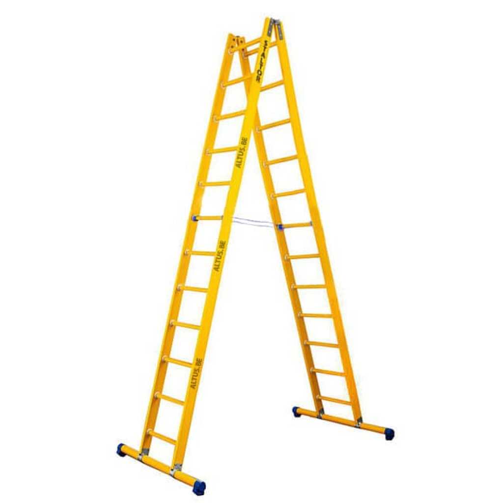 2-delige glasvezel scharnierladder 2x12 sporten met stabilisatiebalk