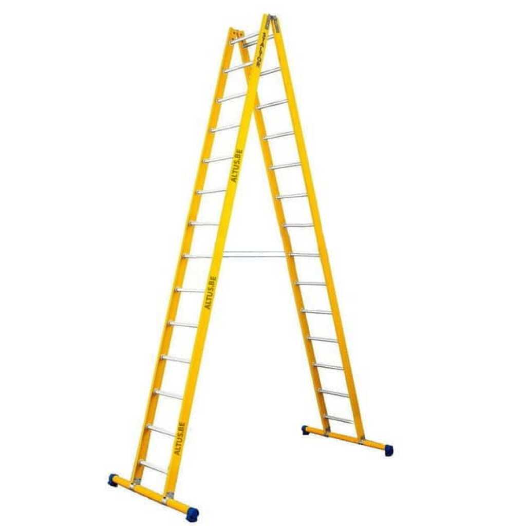 2-delige glasvezel scharnierladder 2x14 alu sporten