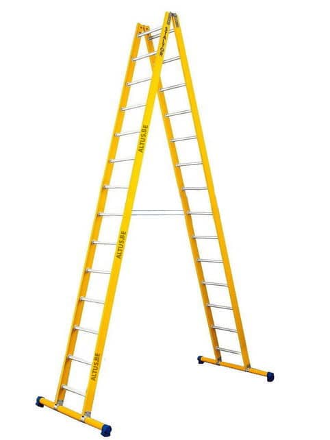 2-delige glasvezel scharnierladder 2x14 alu sporten