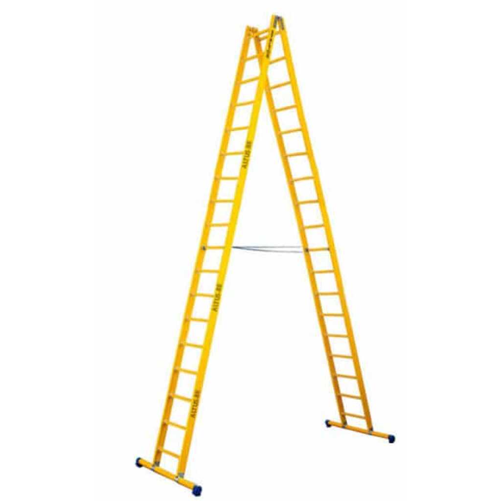 2-delige glasvezel scharnierladder 2x18 sporten met stabilisatiebalk