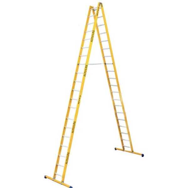 2-delige glasvezel scharnierladder 2x20 alu sporten