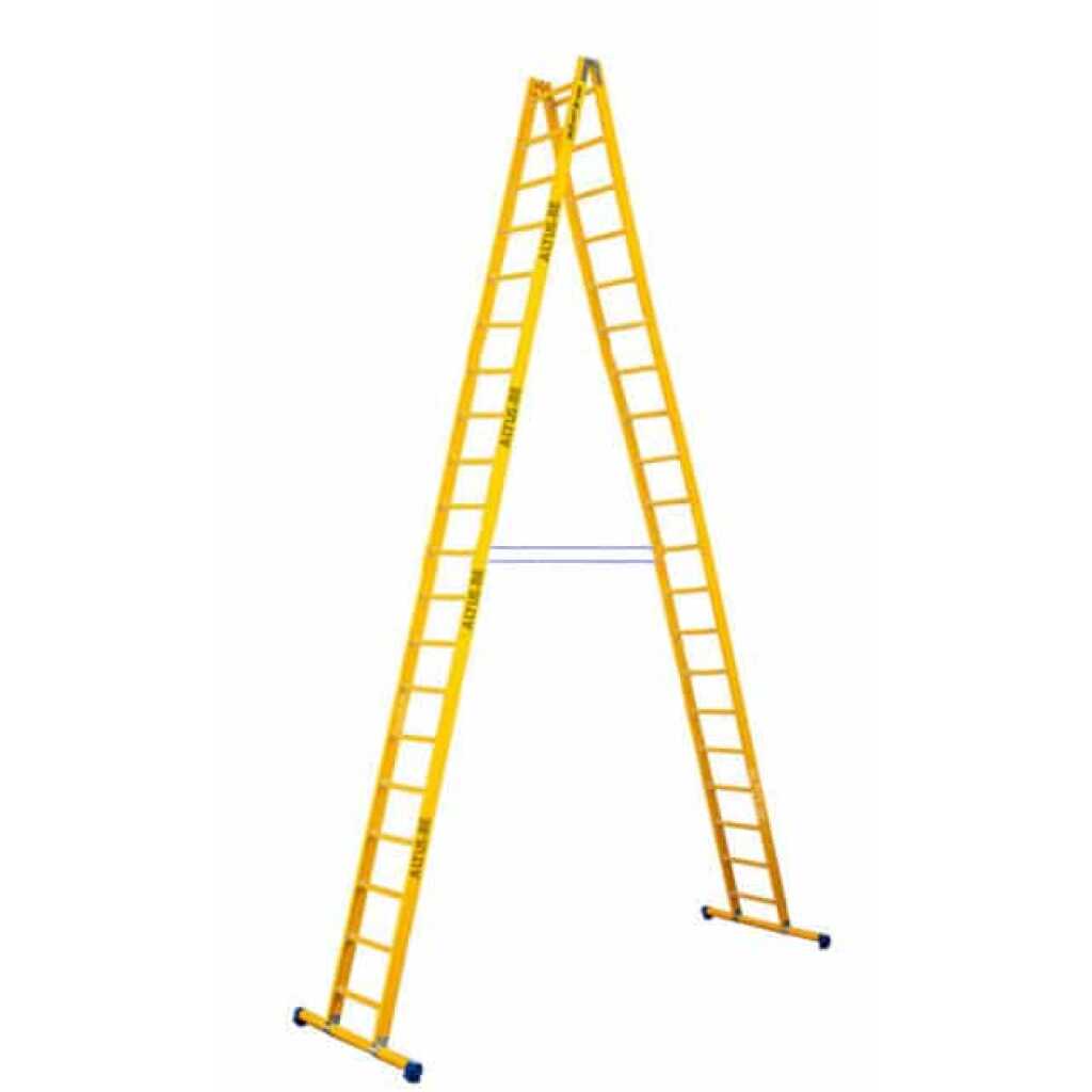 2-delige glasvezel scharnierladder 2x20 sporten met stabilisatiebalk