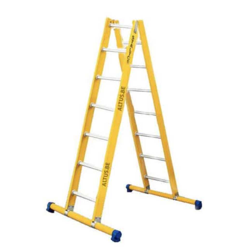 2-delige glasvezel scharnierladder 2x7 alu sporten staltor
