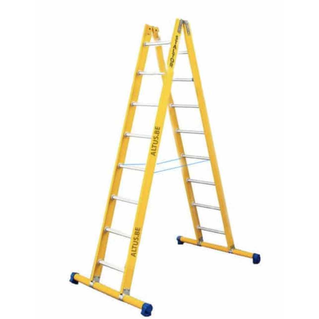 2-delige glasvezel scharnierladder 2x8 alu sporten