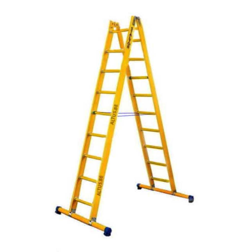 2-delige glasvezel scharnierladder 2x9 sporten met stabilisatiebalk