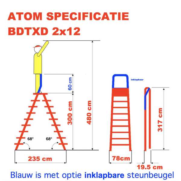 BigOne dubbele trapladder Atom 2x12 treden