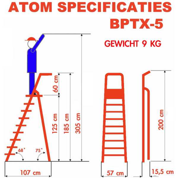 BigOne enkele trapladder Atom 5 treden