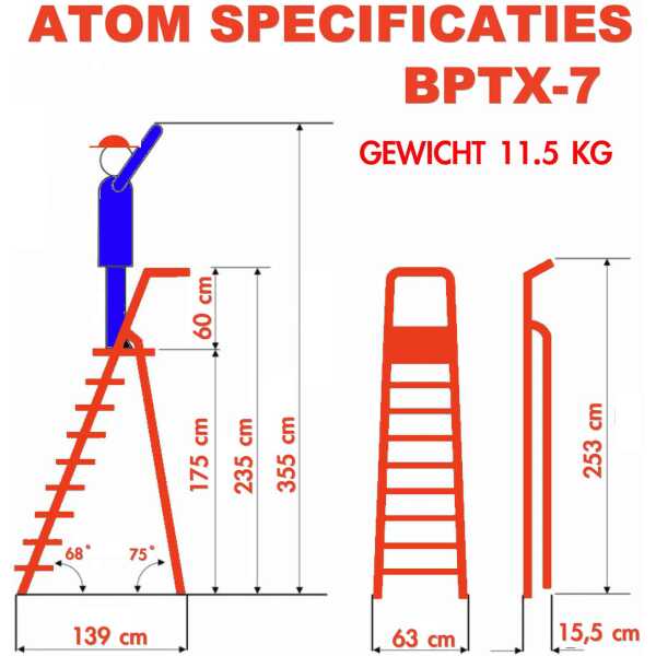 BigOne enkele trapladder Atom 7 treden