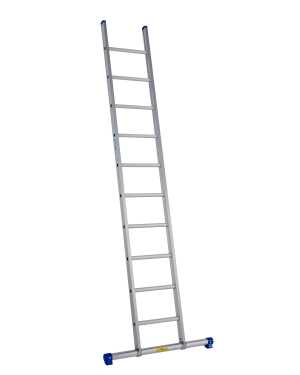 Solide 1-delige ladder 10 sporten met rechte voet en stabiliteitsbalk - 2.75m