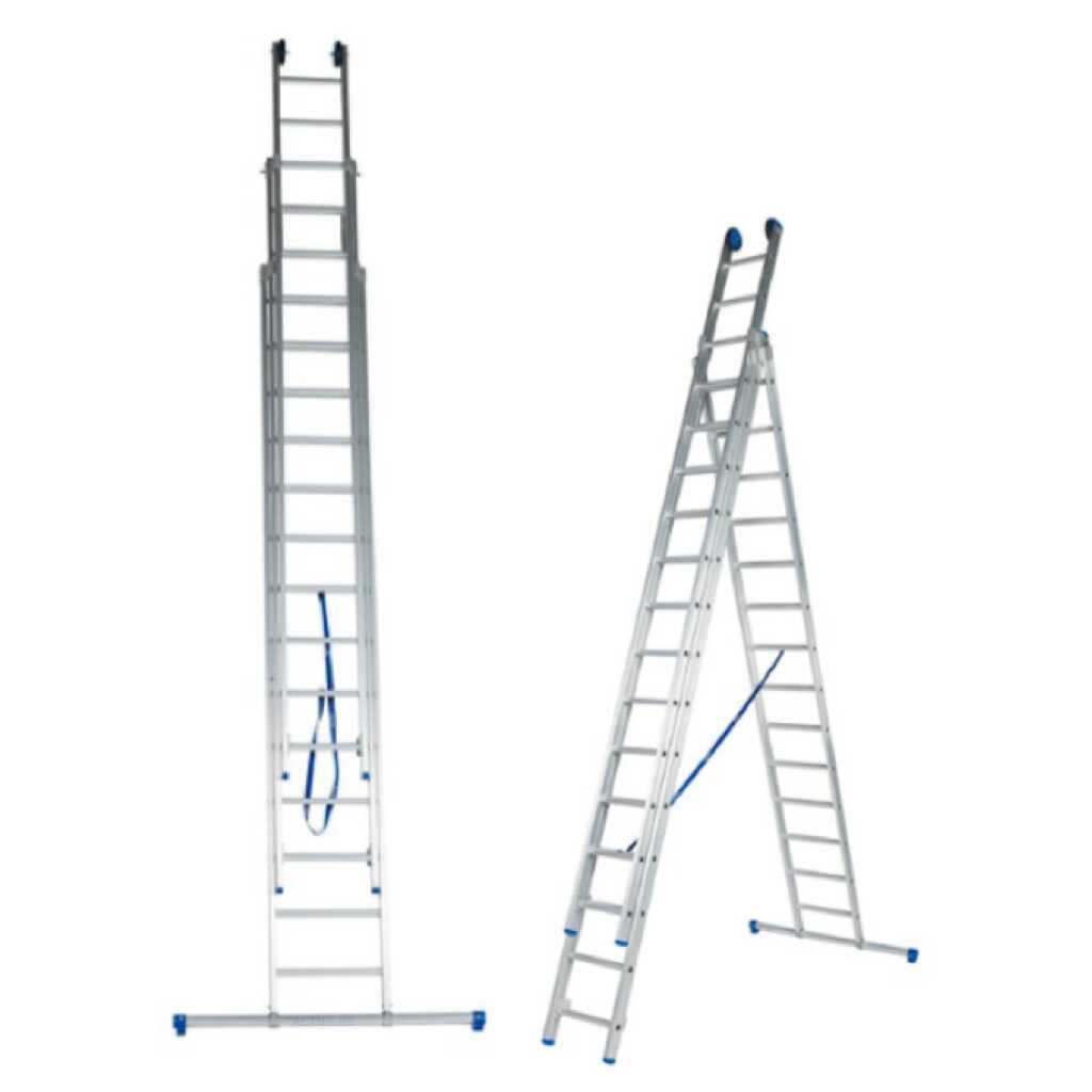 Solide 3-delige omvormladder 3×14 sporten D14rb