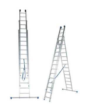 Solide 3-delige omvormladder 3×14 sporten D14rb