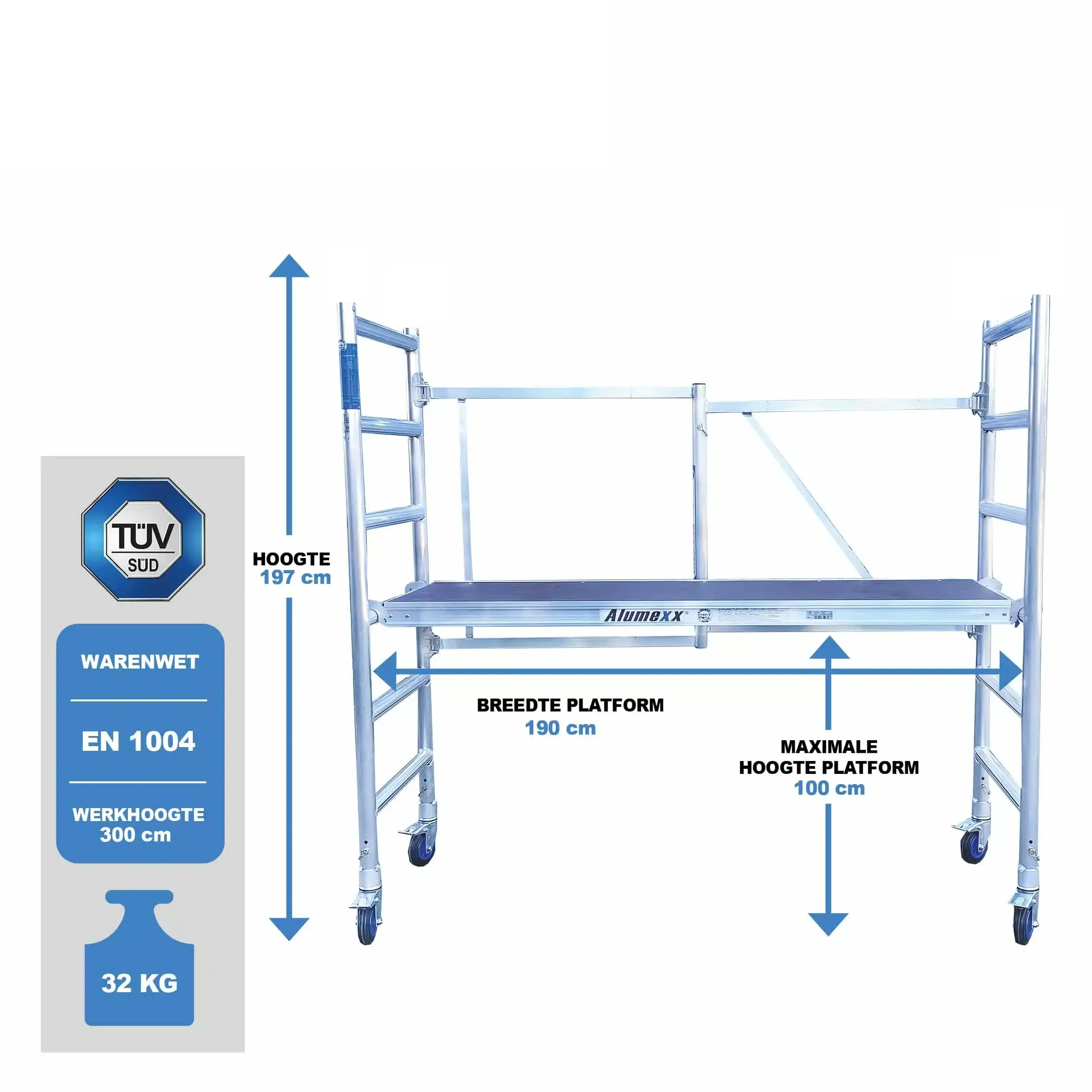 6-sports BasiQ kamersteiger - Platform zonder luik 0.75x1.90x3.00m wh - Afbeelding 2