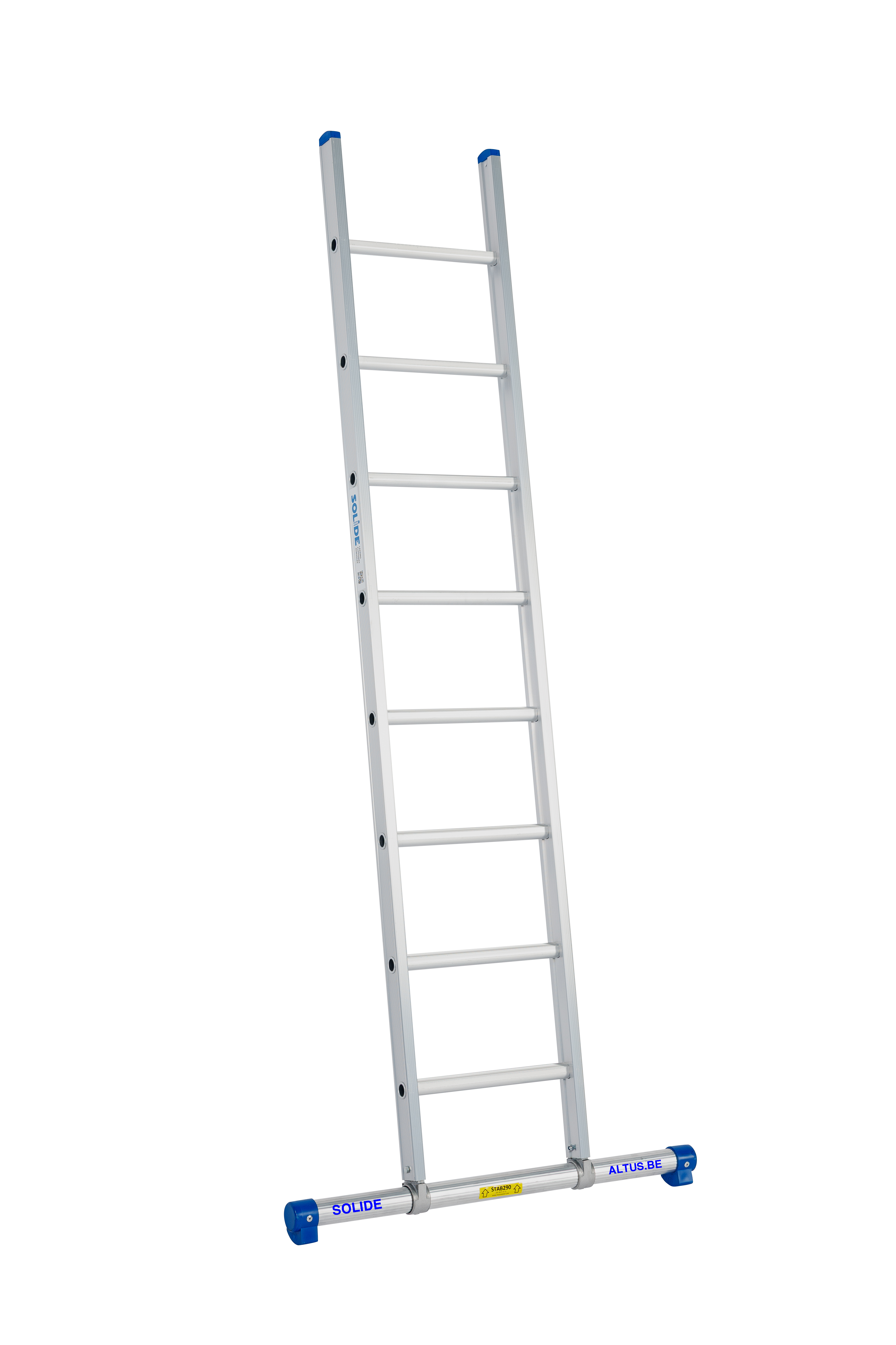 Solide 1-delige ladder 8 sporten met rechte voet en stabiliteitsbalk 2.25m