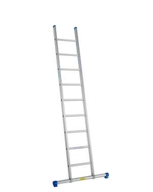 Solide 1-delige ladder 9 sporten met rechte voet en stabiliteitsbalk - 2.50m