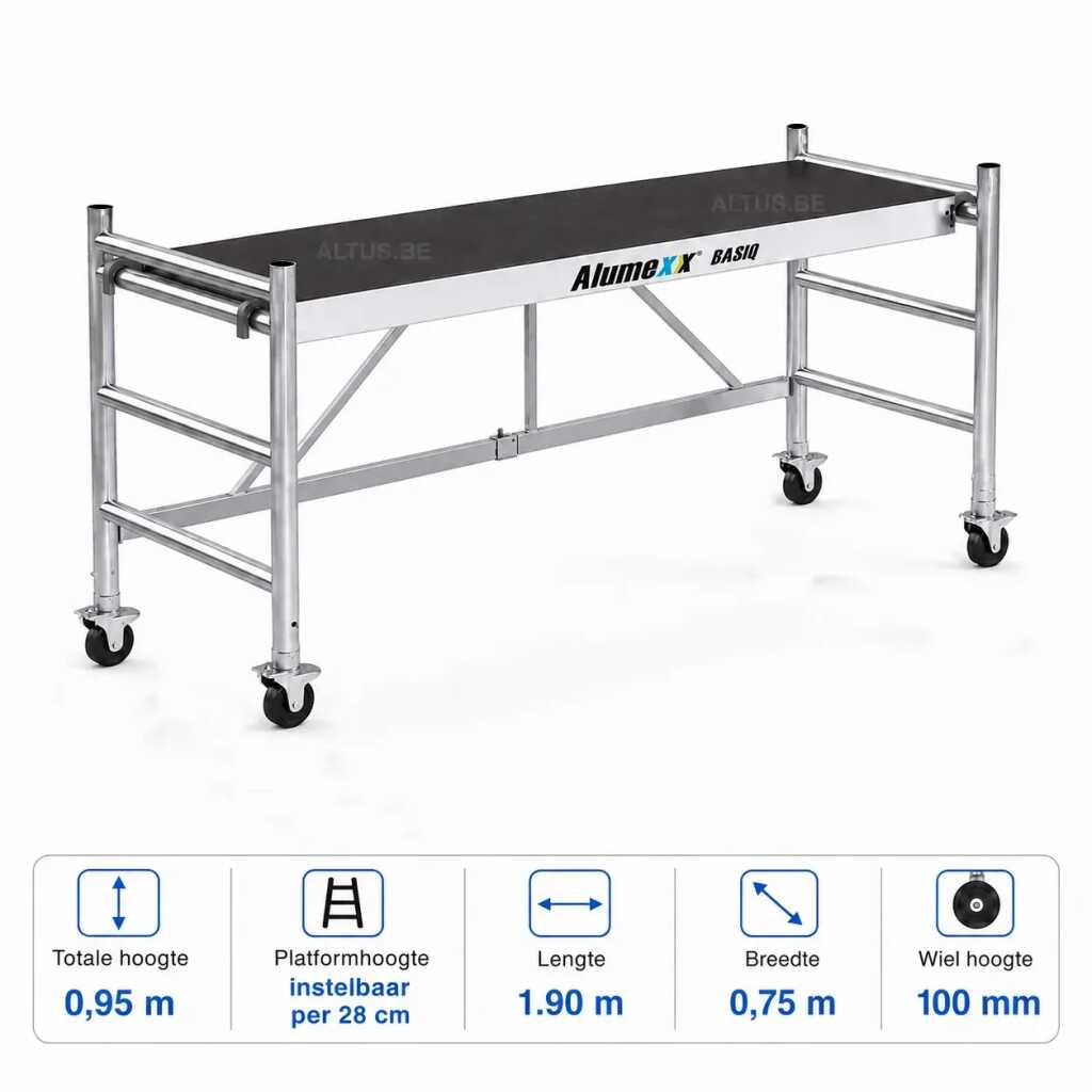 Alumexx Quicky 2.0 kamersteiger 75x190 cm aluminium steiger op wielen voor binnenwerken