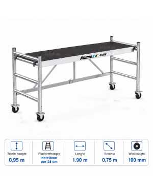 Alumexx Quicky 2.0 kamersteiger 75x190 cm aluminium steiger op wielen voor binnenwerken