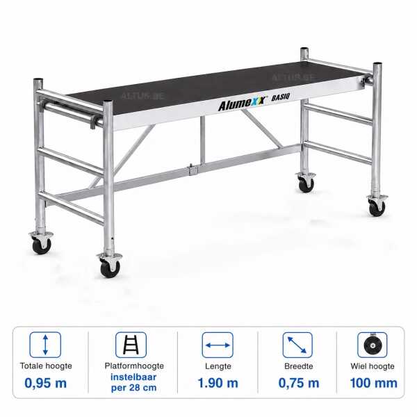 Alumexx Quicky 2.0 kamersteiger 75x190 cm aluminium steiger op wielen voor binnenwerken