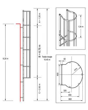 Noodladder met kooi 9.25 m – met uitstap 1.20 m