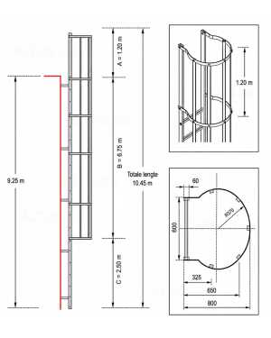 Noodladder met kooi 9.00 m – met uitstap 1.20 m
