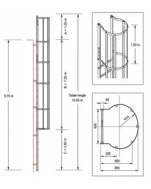 Noodladder met kooi 9.75 m – met uitstap 1.20 m