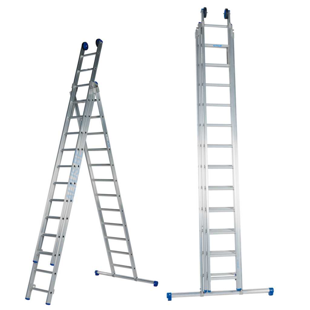 Solide 3-delige omvormladder 3×12 sporten D12rb