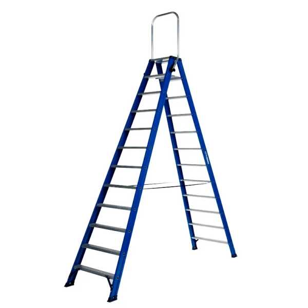 DAS 2x12 dubbele trapladder met inklapbare beugel