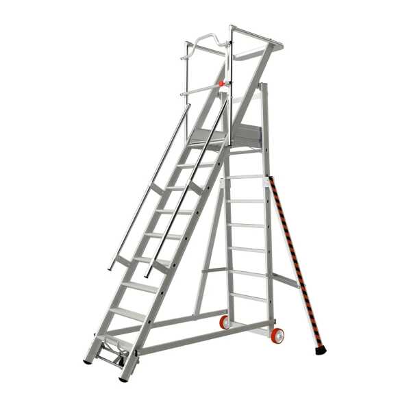 Tubesca mobiele bordestrap 9 treden 1.97m stahoogte