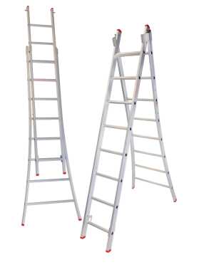 Solide 2x8 sporten Eco Professionele 2-delige ladder met gebogen voet - 3.50m