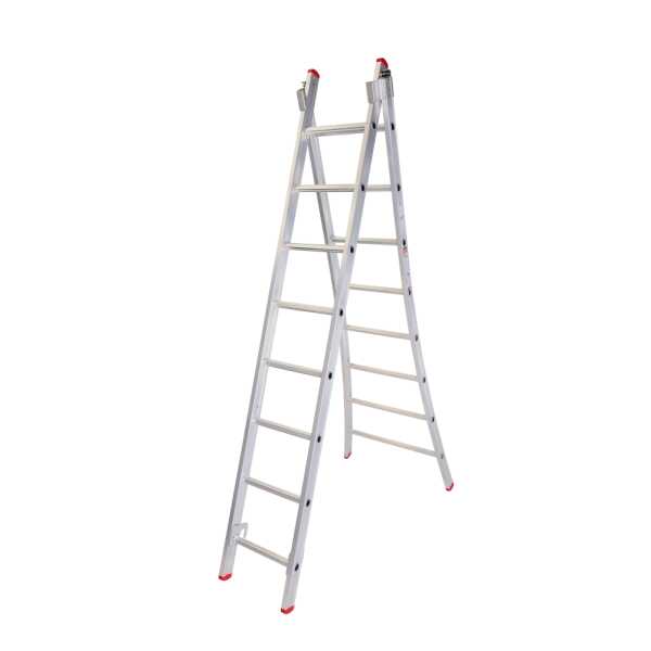 Solide 2x8 sporten Eco Professionele 2-delige ladder met gebogen voet - 3.50m