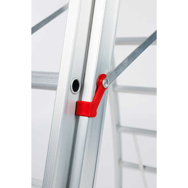 Solide Eco 3x10 sporten Professionele 3-delige reformladder met gebogen voet en spreidbeveiliging - 6.25m